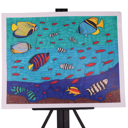 Fishes In The Sea 19 x 24 Drawing by Jasmine M.