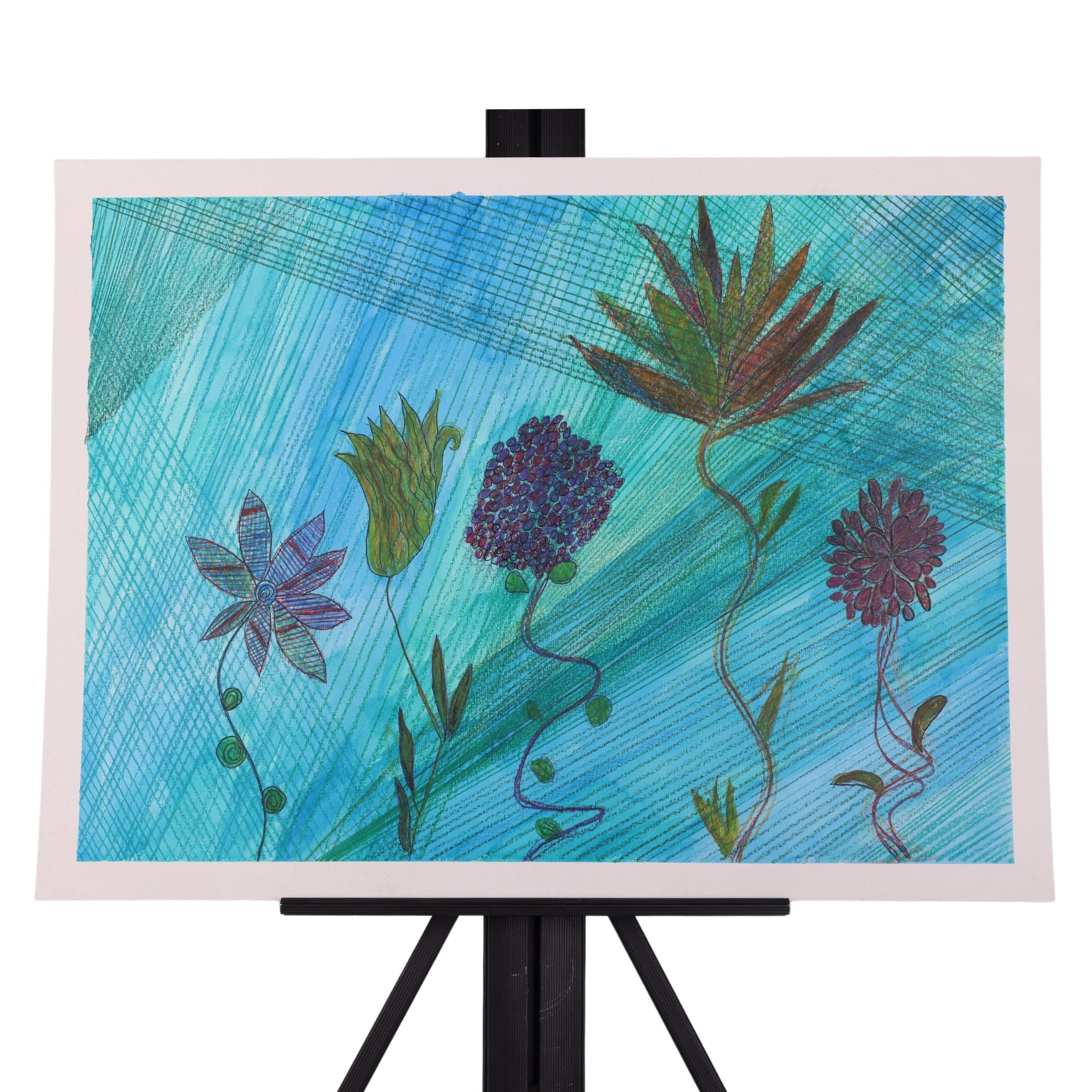 Flowers In Between 18 x 24 Mixed Media by Dana W.