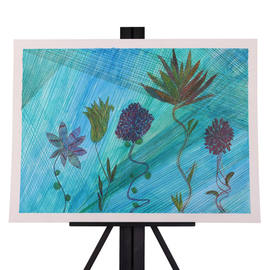 Flowers In Between 18 x 24 Mixed Media by Dana W.
