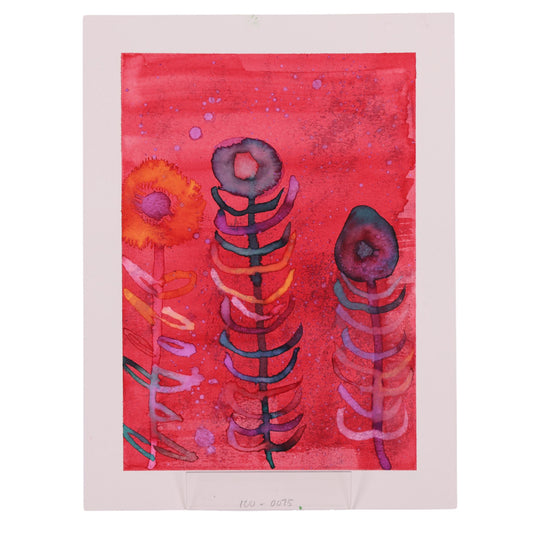 Flower Fish 12 x 9 Painting by Chantale H.