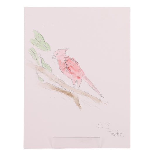 Cardinal 9 x 12 Mixed Media by CJ T.