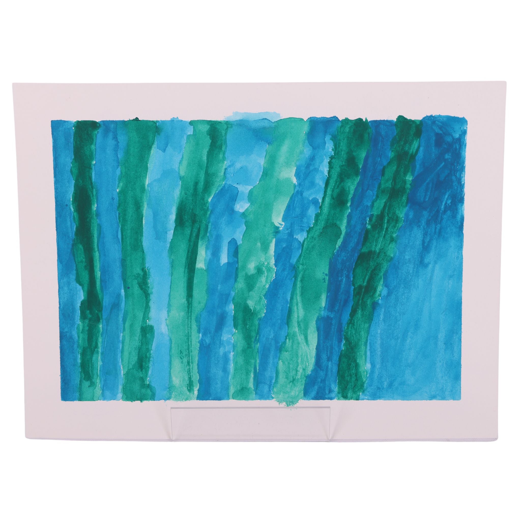 Blue And Green Stripe 9 x 12 Painting by Cory B.