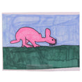 Load image into Gallery viewer, Pink Numbered Rabbit 12 x 9 Drawing by Caesar G.