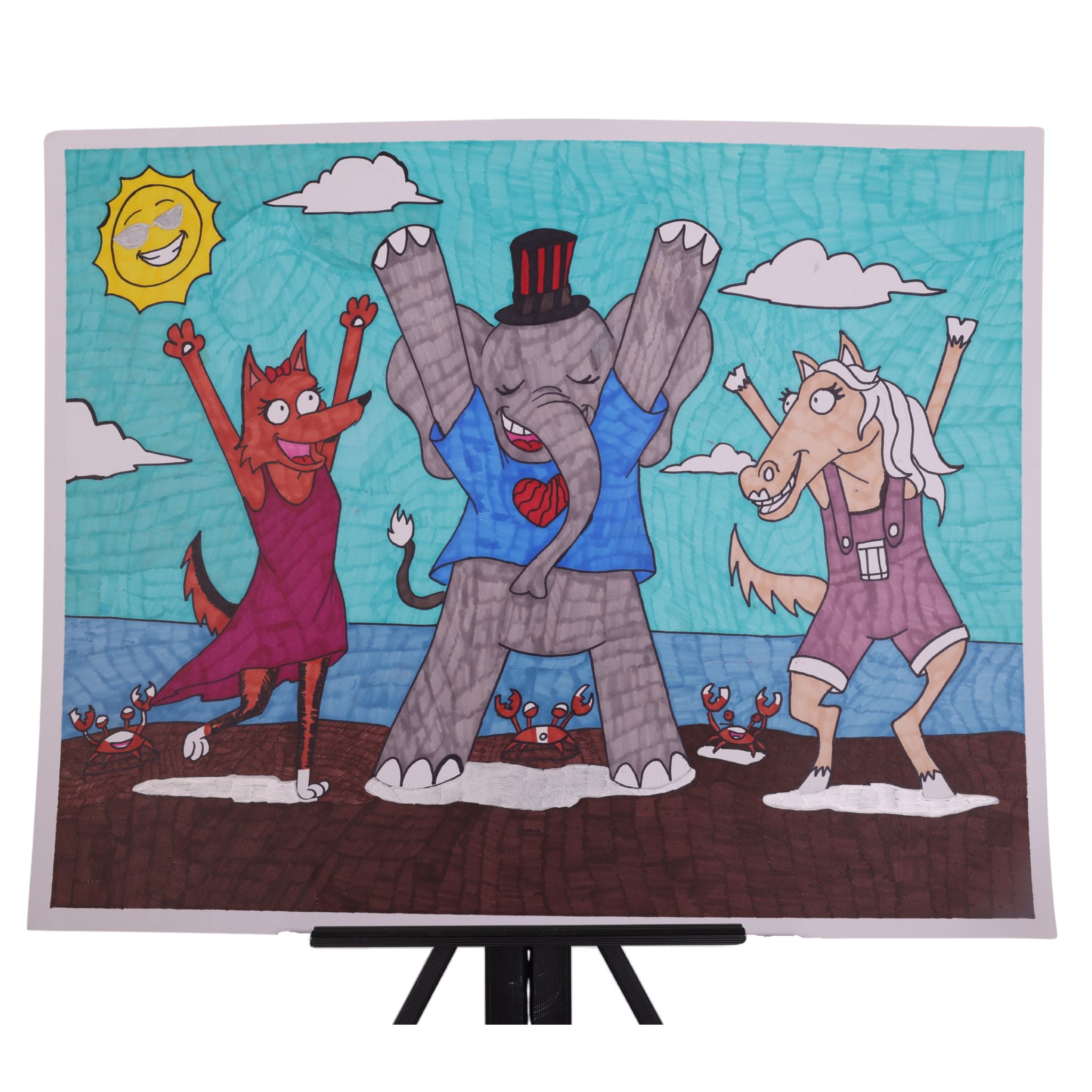 Babar And Friends 24 x 19 Drawing by Andrea S.