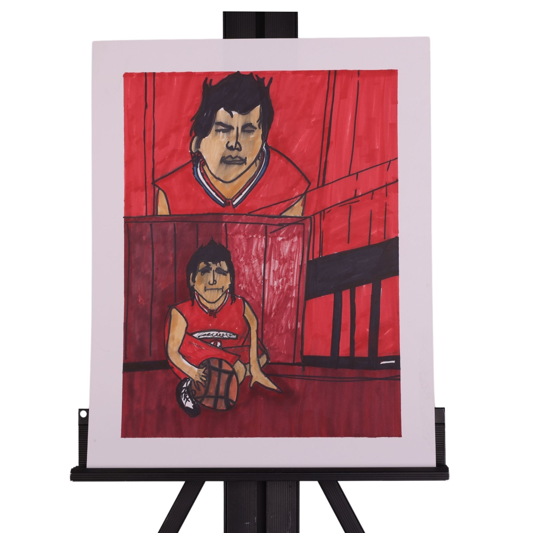 Basketball Player 14 x 11 Mixed Media by Michael C.