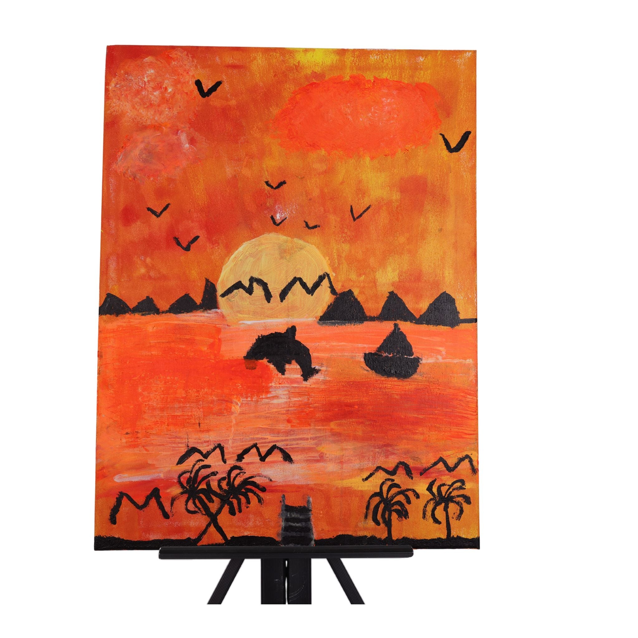 Beach Sunset 24 x 18 Painting by Kim D.