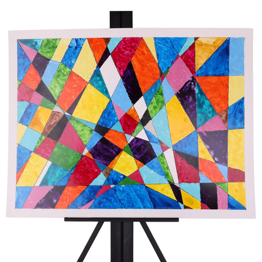 Beamed Triangles 26 x 20 Mixed Media by Sharen G.