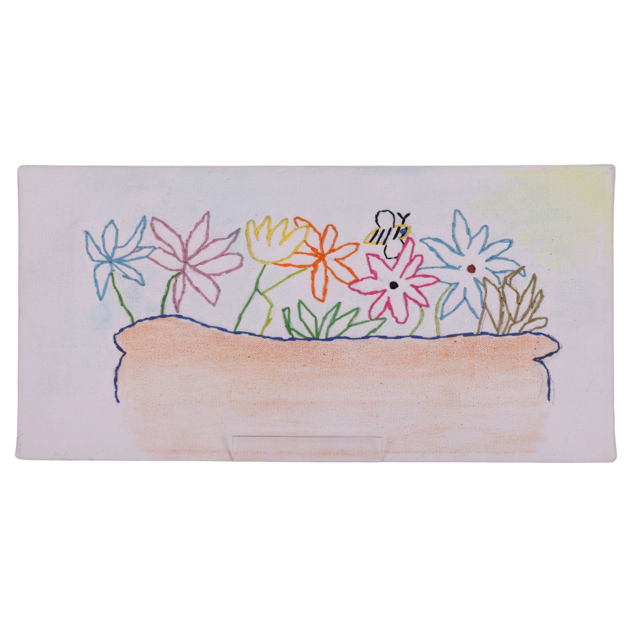 Bee-utiful Flowers 16 x 8 Mixed Media by Dana W.