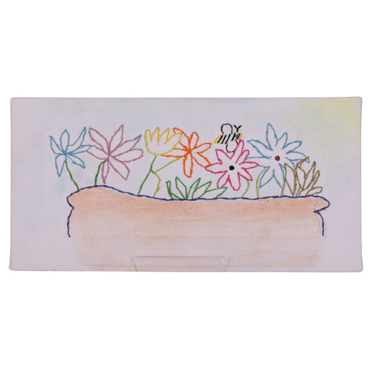 Bee-utiful Flowers 16 x 8 Mixed Media by Dana W.