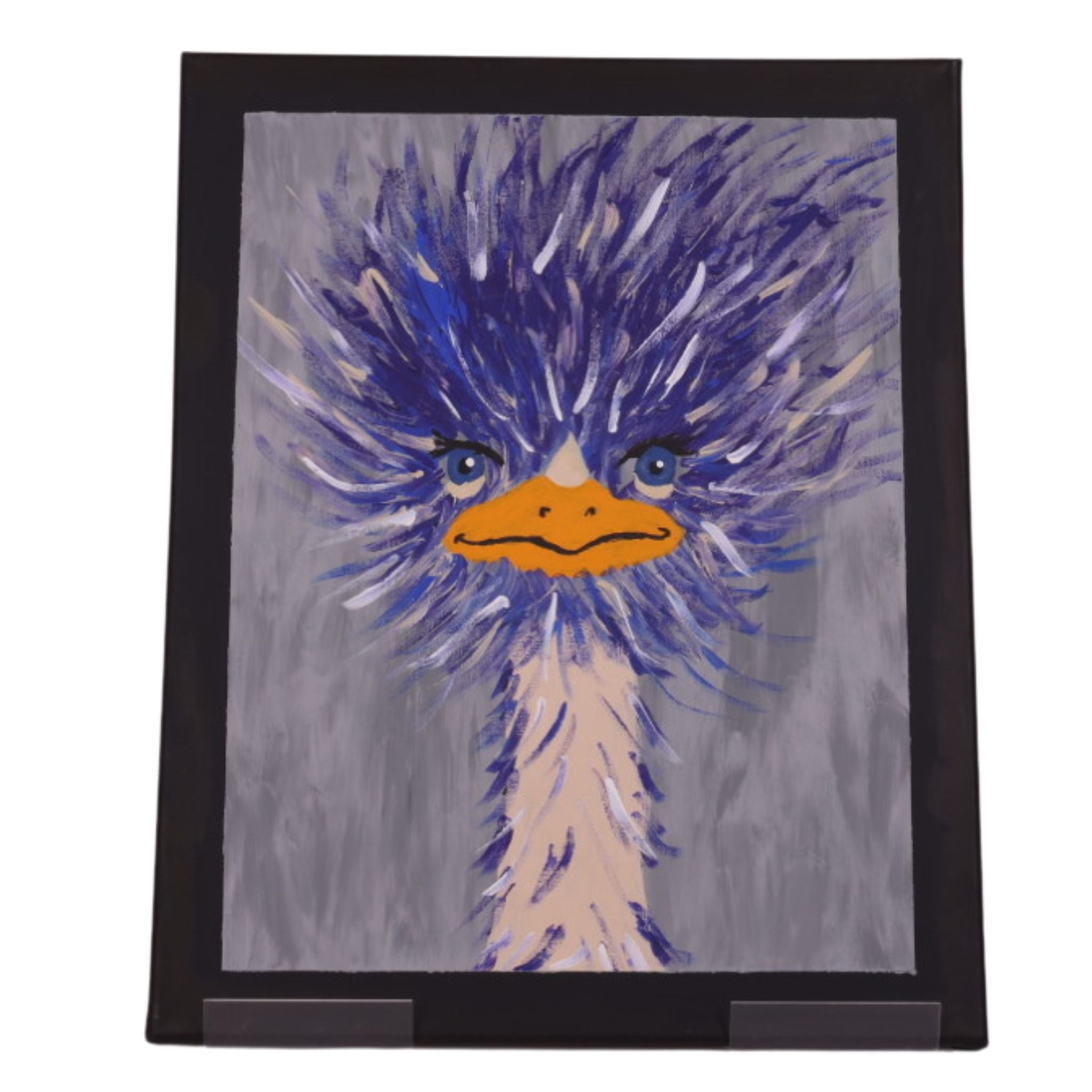 Blue Ostrich 20 x 16 Painting by Bertha R.