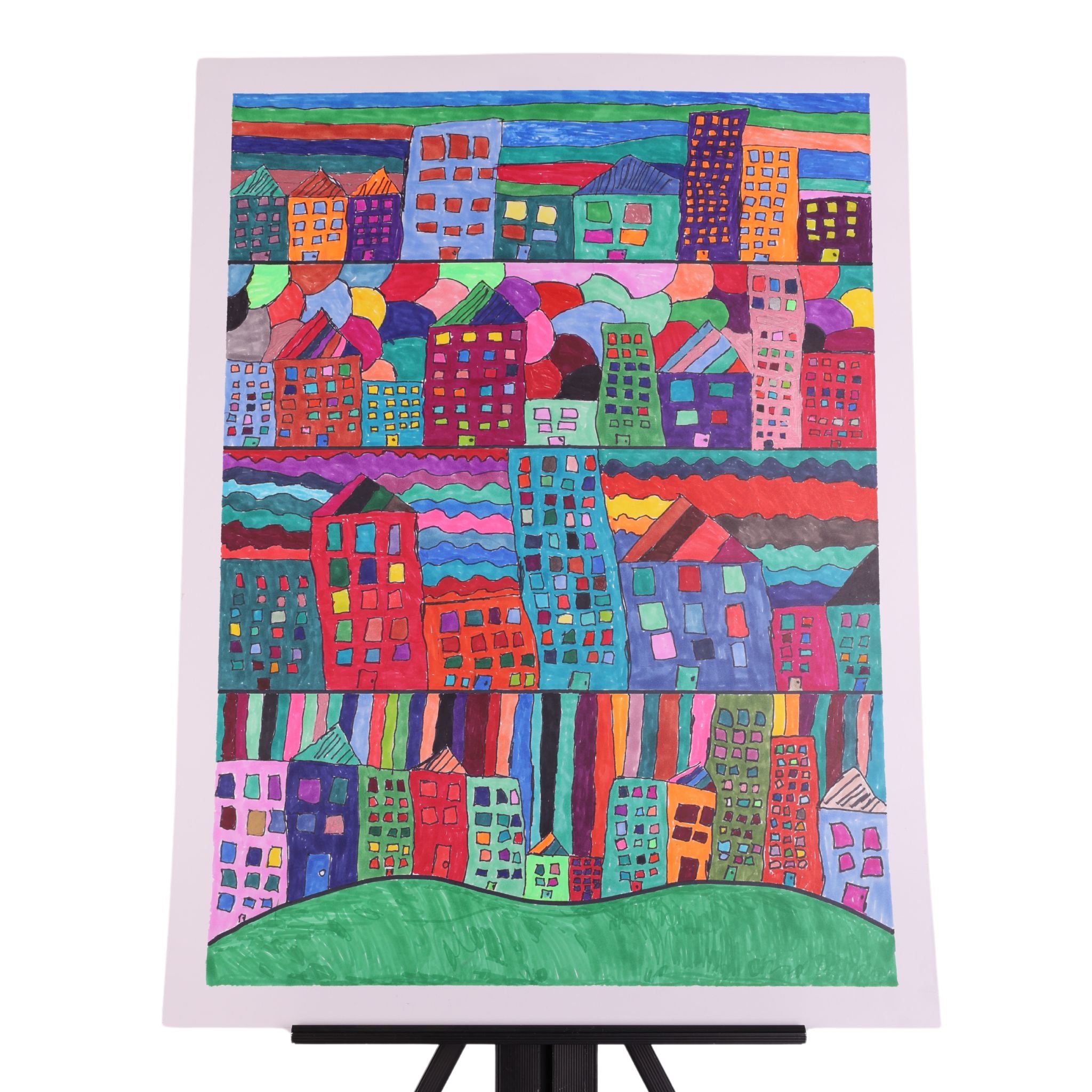City of Colors 24 x 18 Drawing by Kelly C.