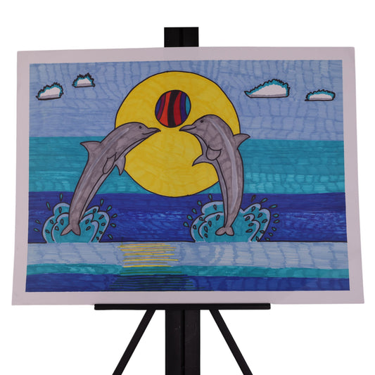 Dolphin Dance 24 x 18 Drawing by Jasmine M.