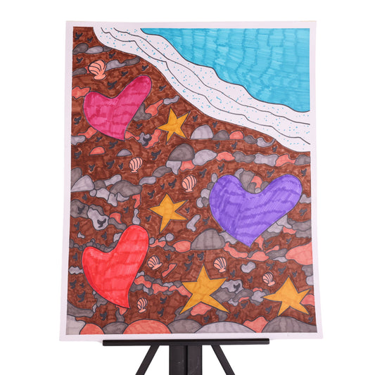 Floating Hearts 24 x 18Drawing by Jasmine M.