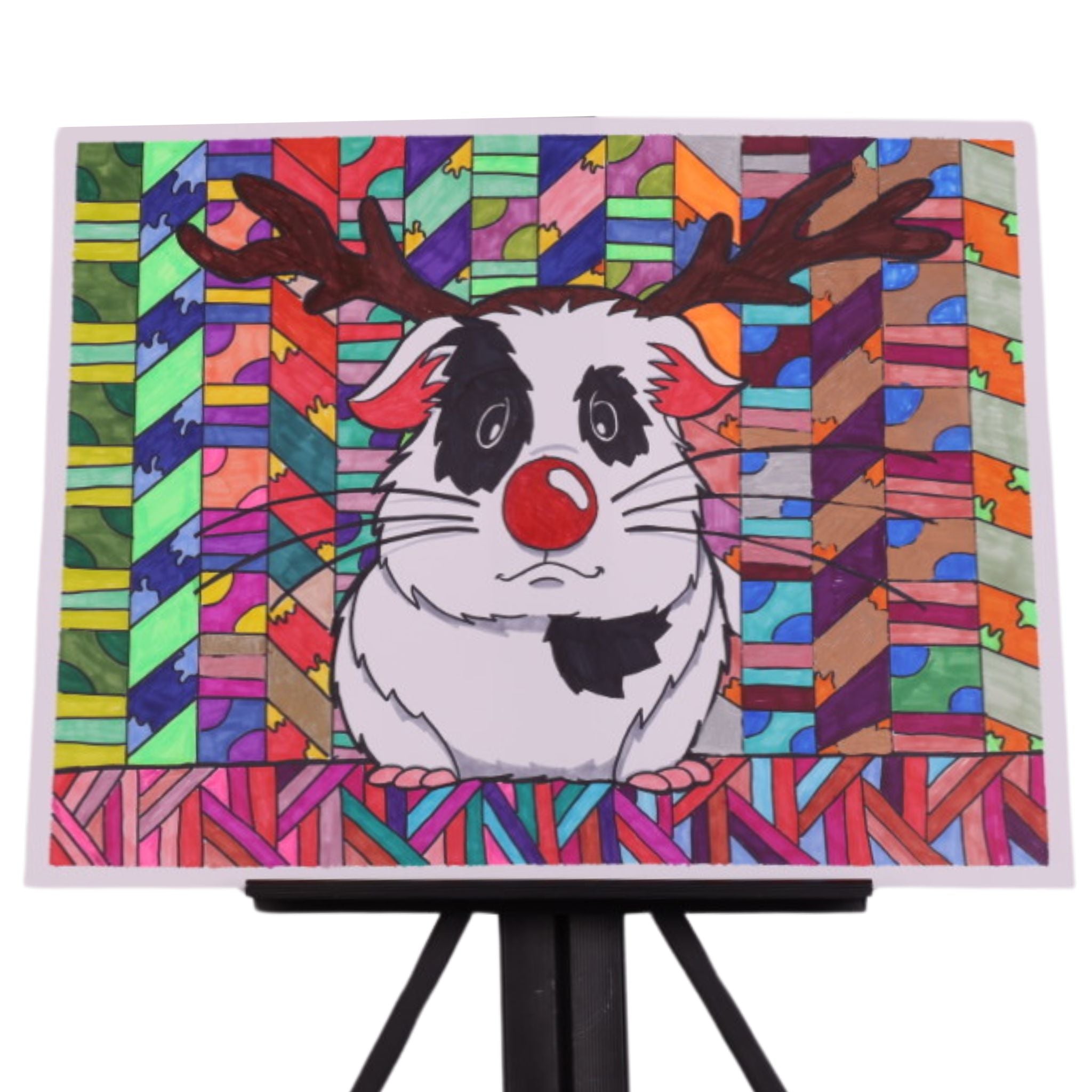 Geometric Reindeer 20 x 16 Drawing by Jamie N.