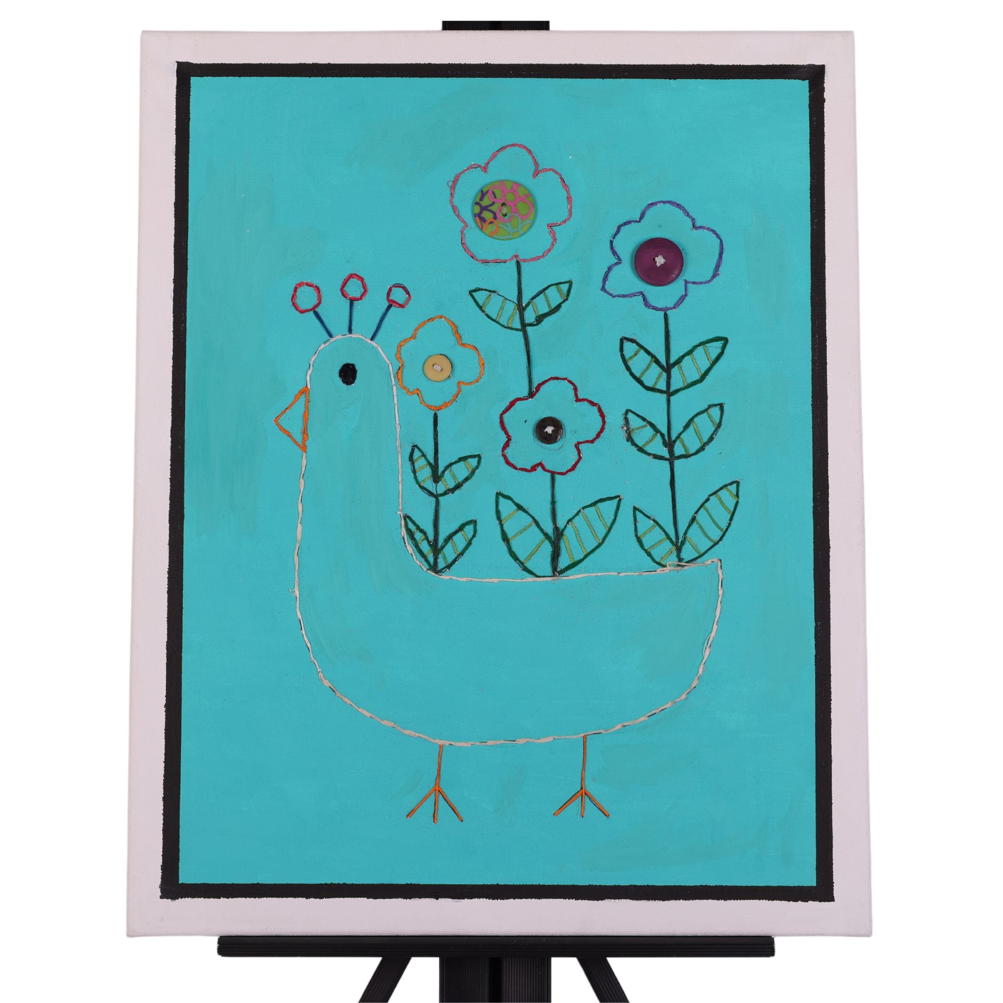 Goose Flower Pot  20 x 16 Mixed Media by Dana W.