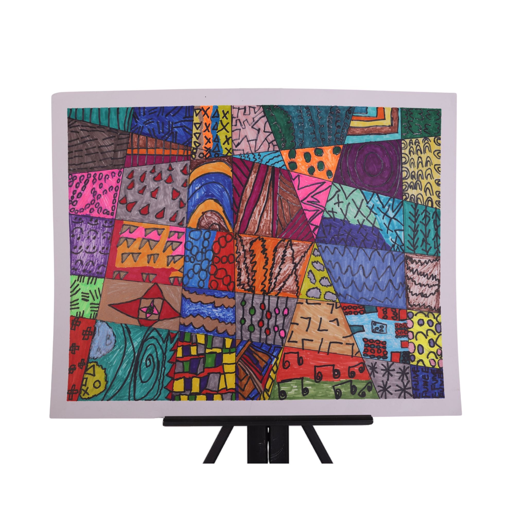 Colorful Geometrics 24 x 19 Drawing by Michael B.