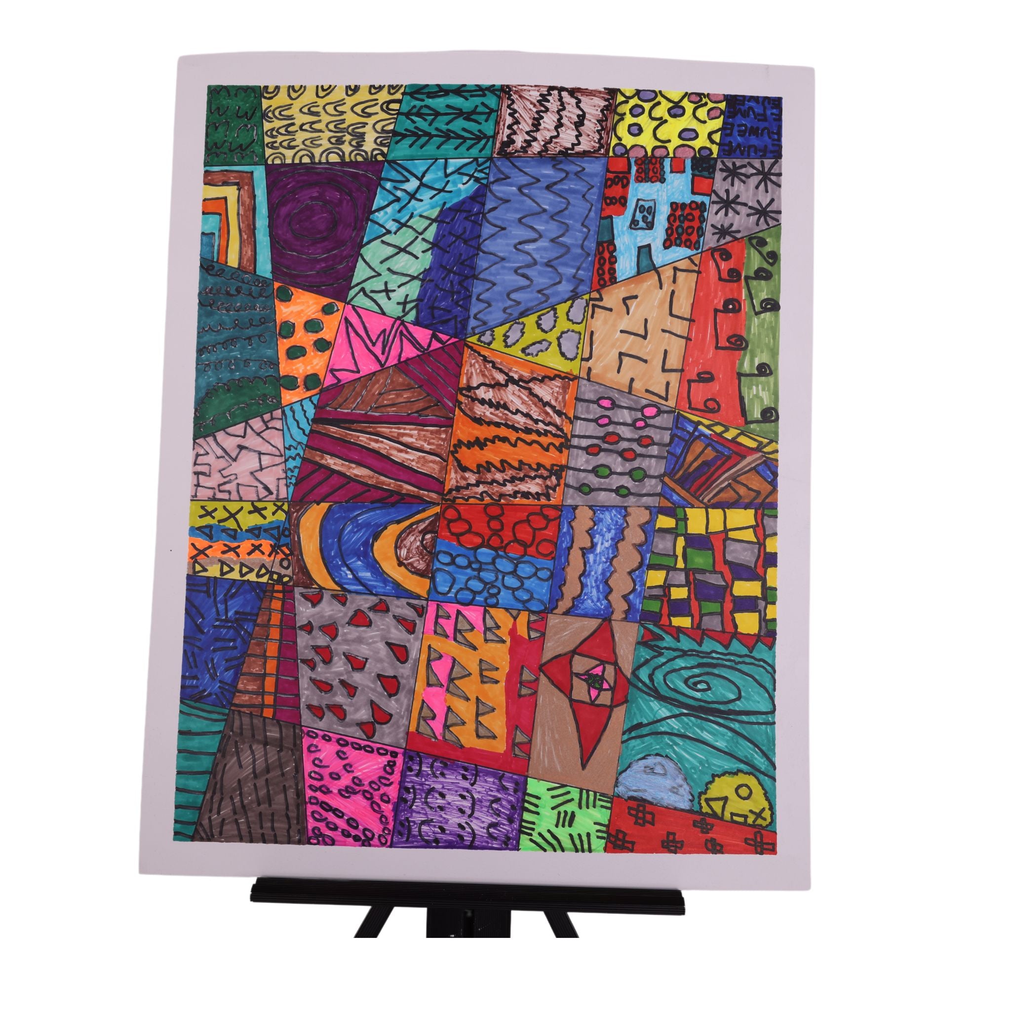 Colorful Geometrics 24 x 19 Drawing by Michael B.
