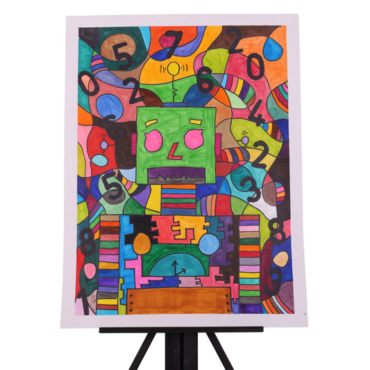 Confused Robot 24 x 18 Mixed Media by Caesar G.