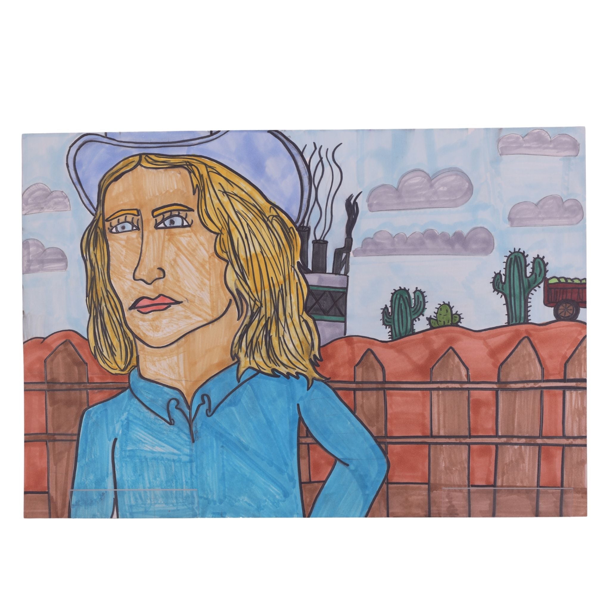 Cowgirl 18 x 12 Mixed Media by Michael C.