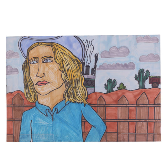 Cowgirl 18 x 12 Mixed Media by Michael C.