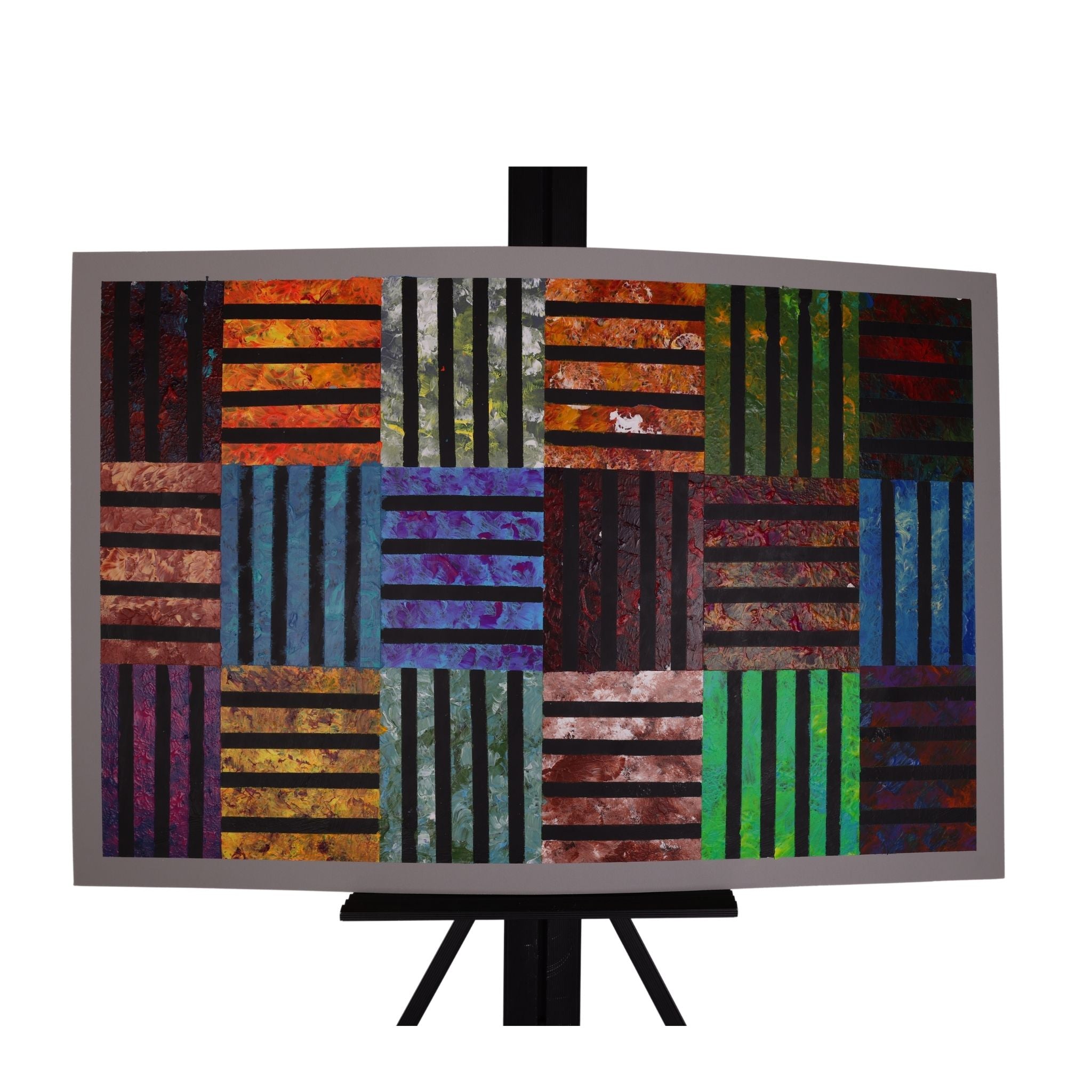Crazy Grids 30 x 22 Painting by Mira M.