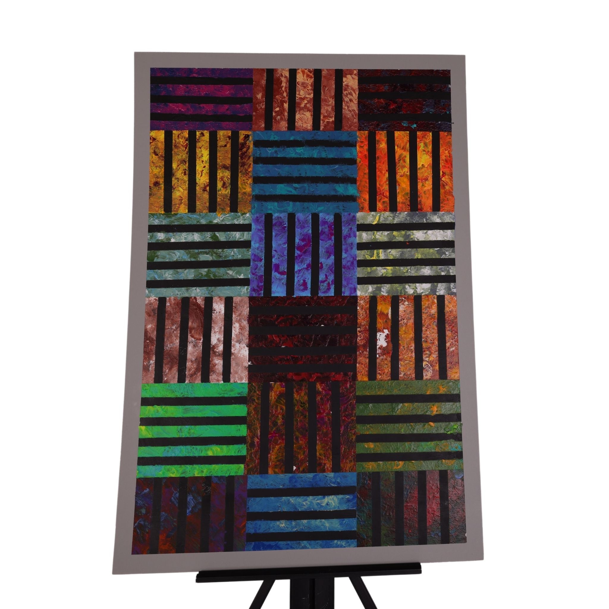 Crazy Grids 30 x 22 Painting by Mira M.