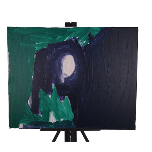 Elephant Moonlight 20 x 16 Painting by Chris P.
