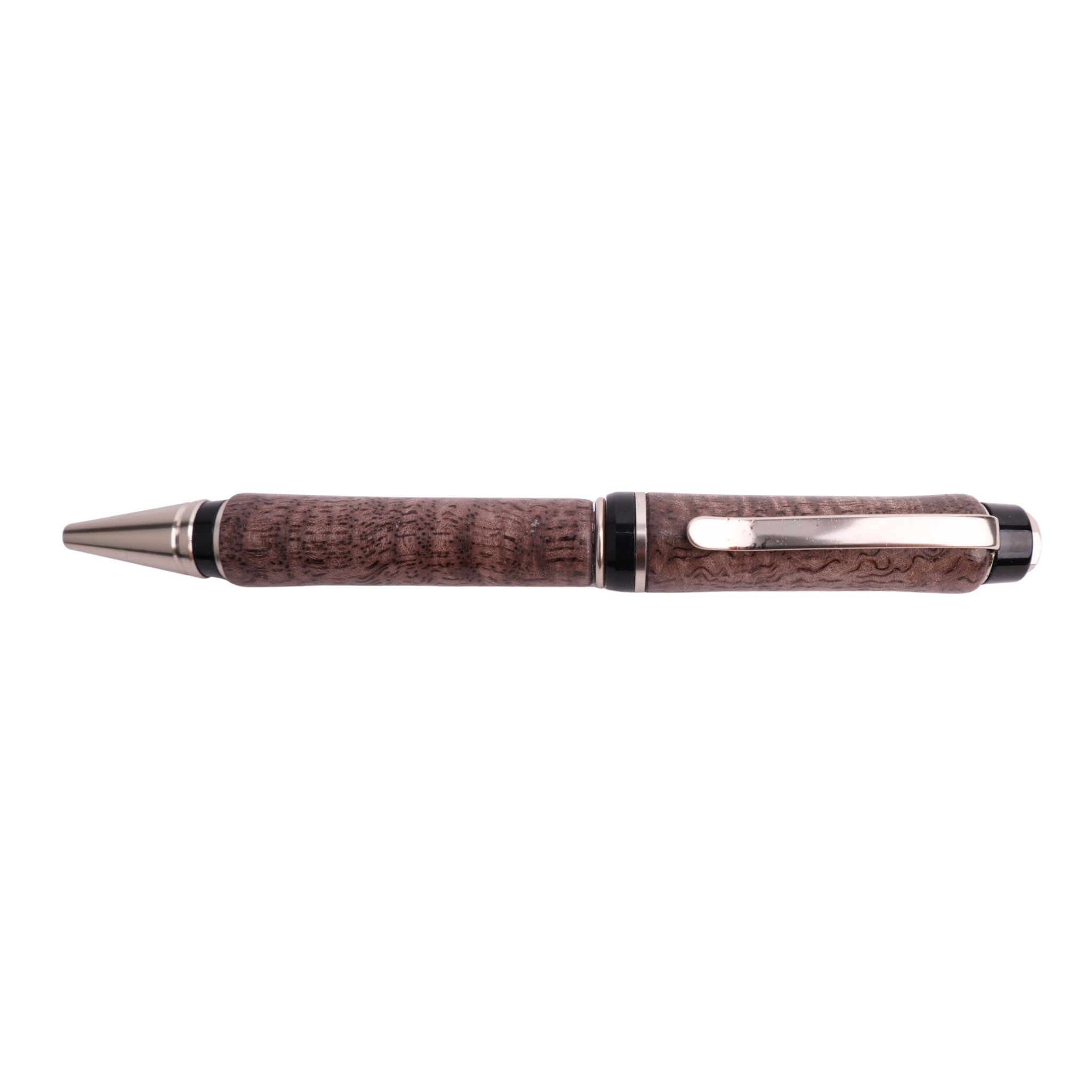 Figured Wood Big Ben Twist Black Ink Pen By Cory B. 00251