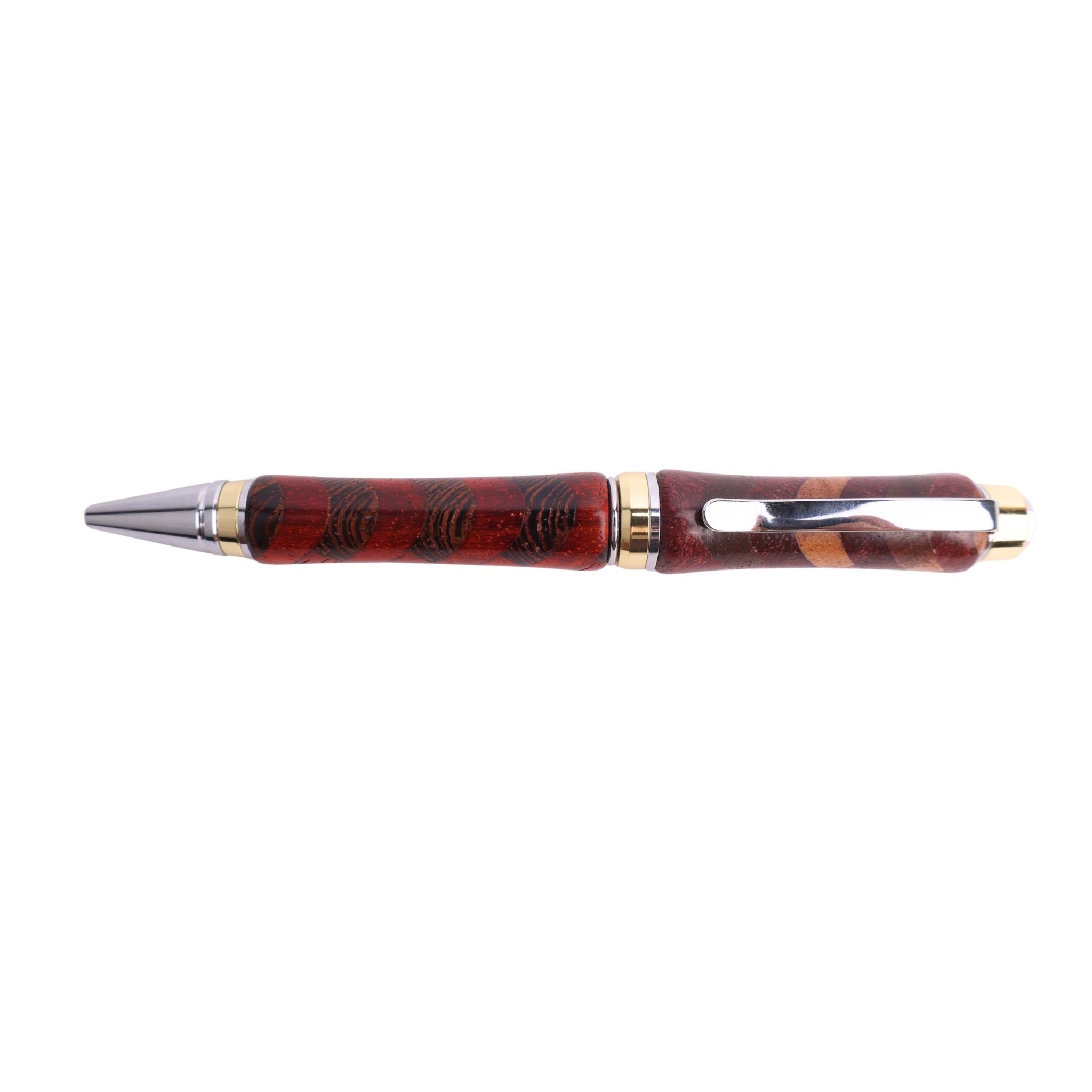 Figured Wood Big Ben Twist Black Ink Pen By Cory B. 00267