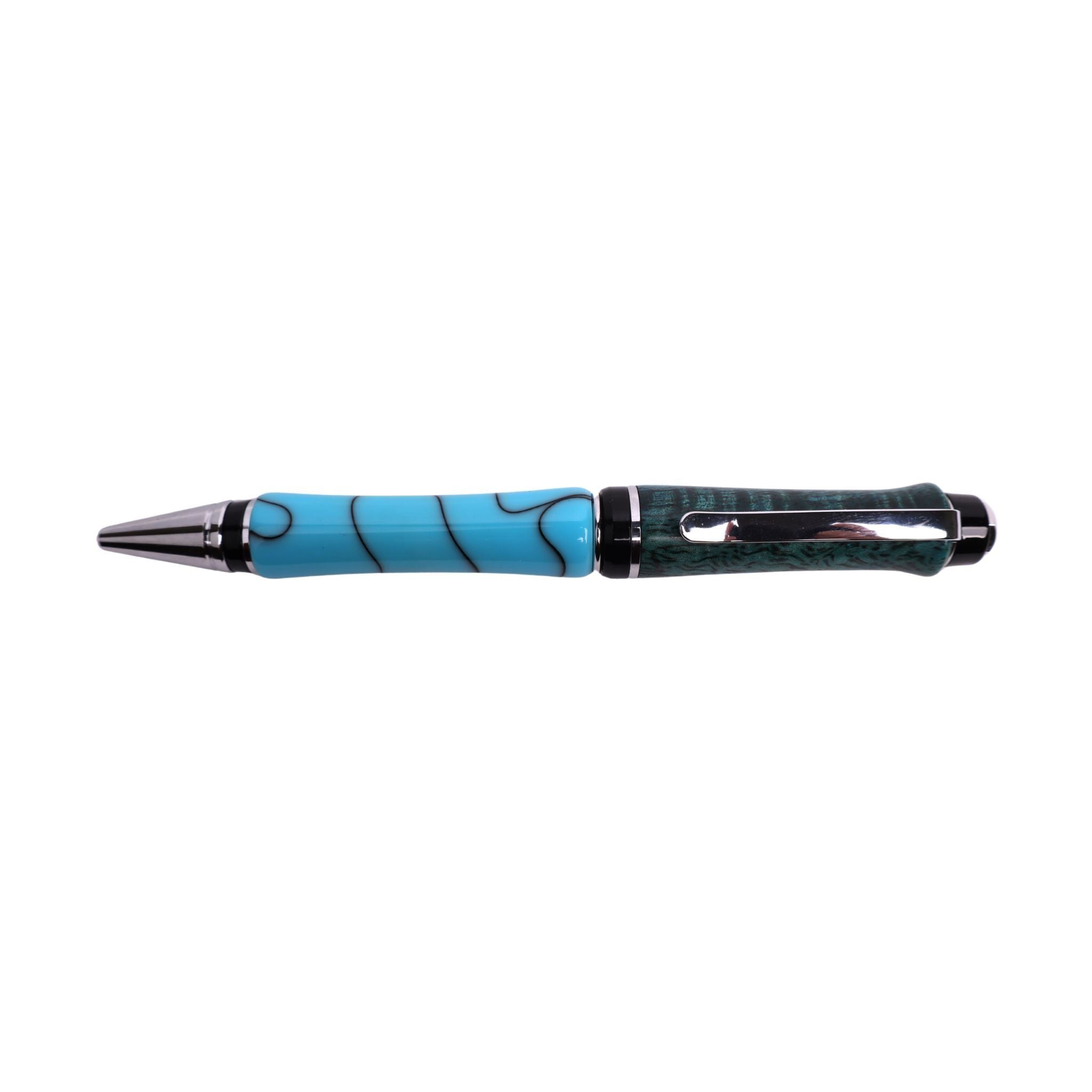 Figured Wood Big Ben Twist Black Ink Pen By Dana W. 00202