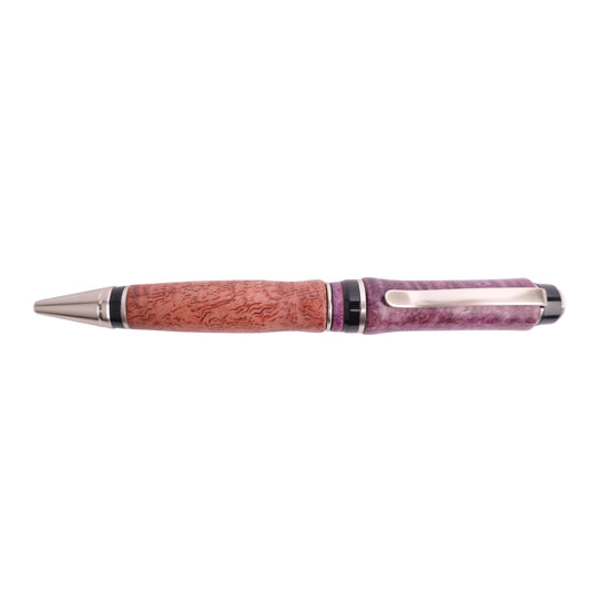 Figured Wood Big Ben Twist Black Ink Pen By Eden Y. 00265