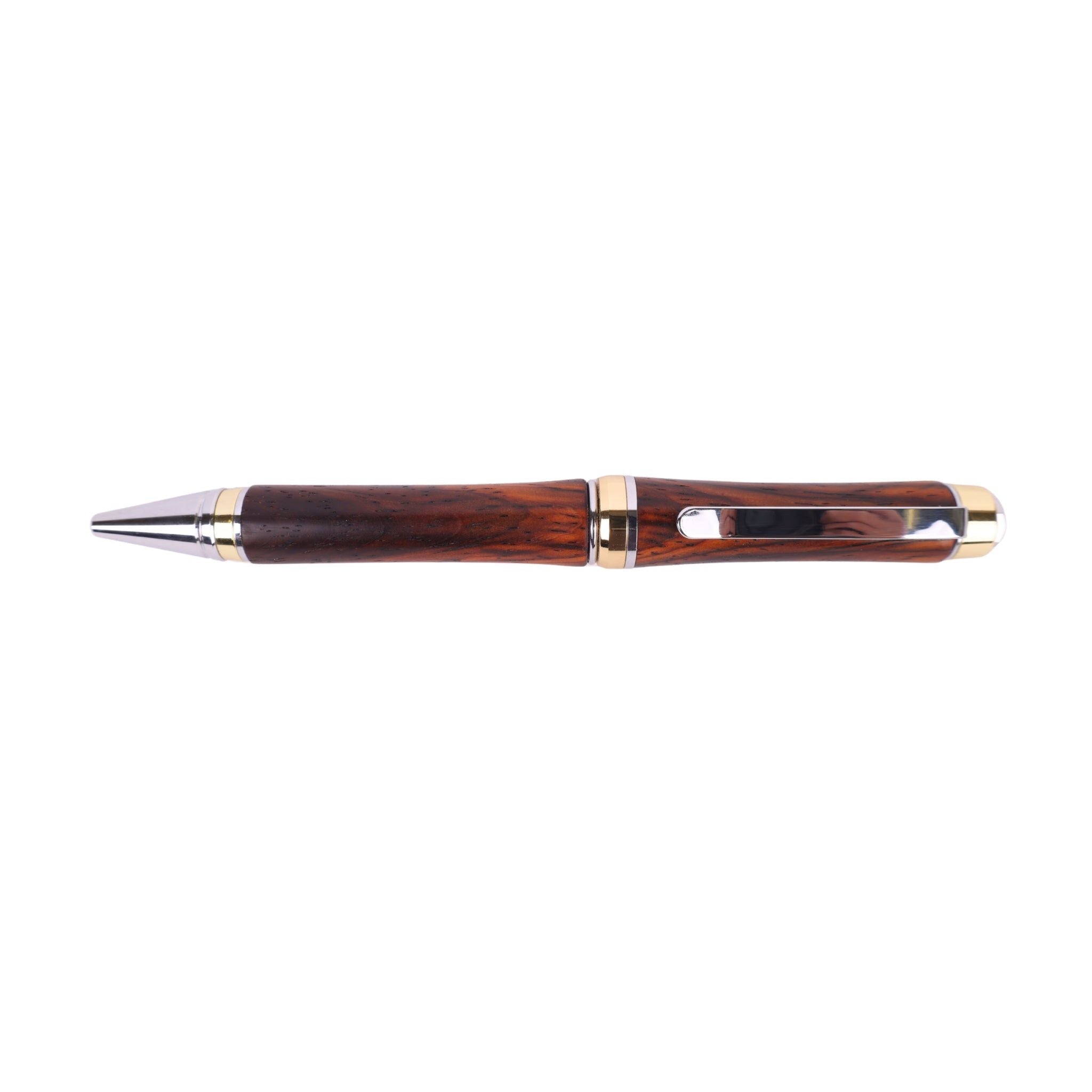 Figured Wood Big Ben Twist Black Ink Pen By Jasmine M. 00272