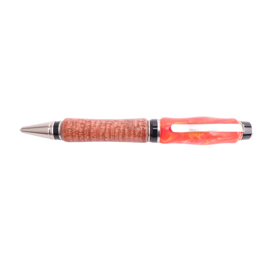 Figured Wood Big Ben Twist Black Ink Pen By Kim D. 00262