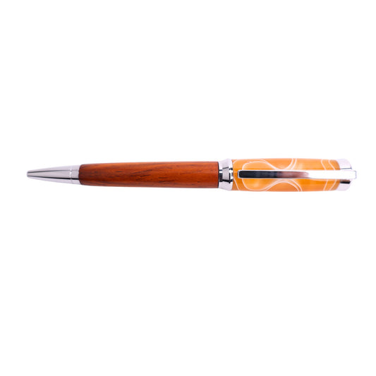 Figured Wood Concava Twist Black Ink Pen By Cory B. 00244