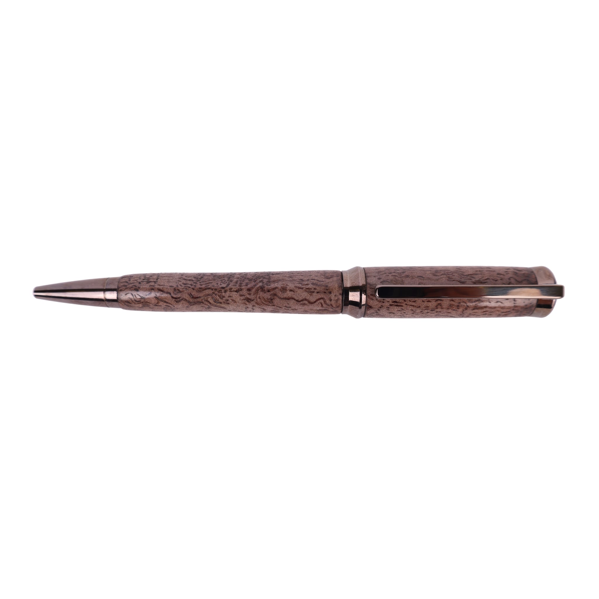 Figured Wood Concava Twist Black Ink Pen By Cory B. 00276
