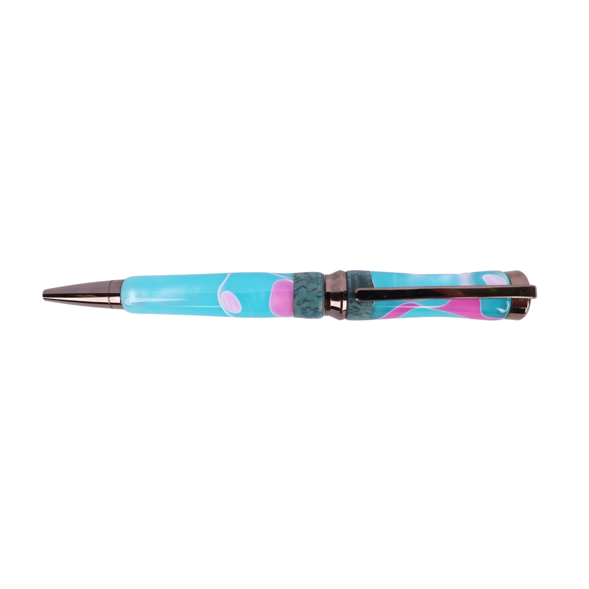 Figured Wood Concava Twist Black Ink Pen By Dana W. 00286