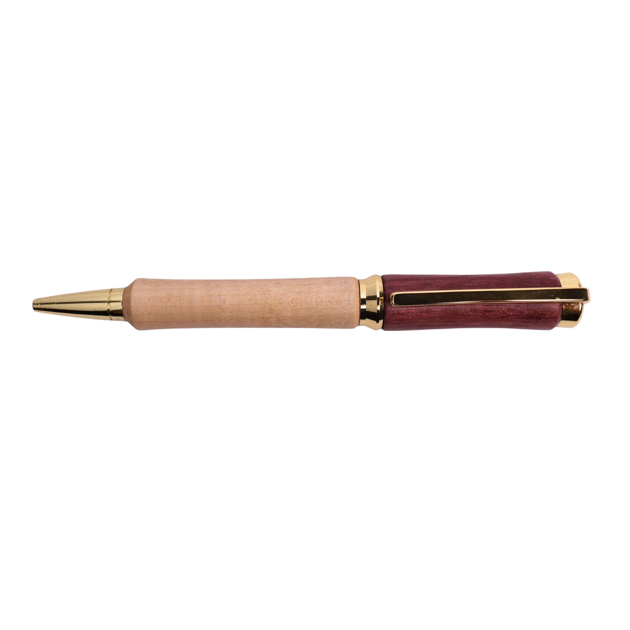 Figured Wood Concava Twist Black Ink Pen By Eden Y. 00196
