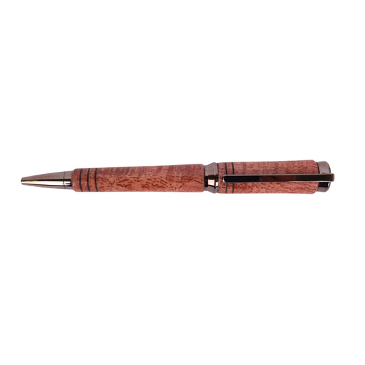 Figured Wood Concava Twist Black Ink Pen By Eden Y. 00296