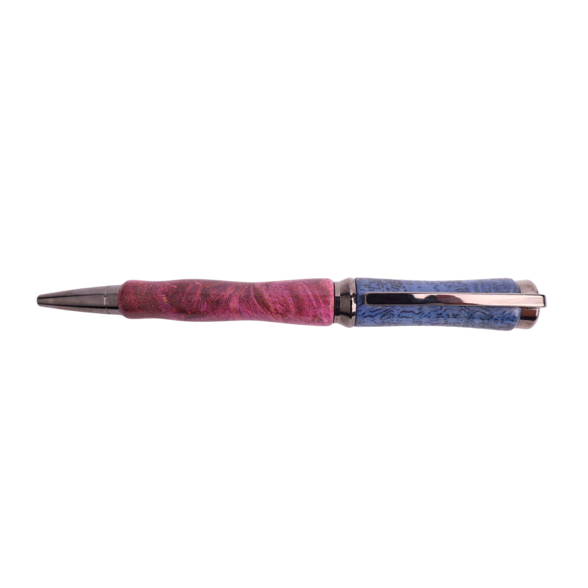 Figured Wood Concava Twist Black Ink Pen By Jamie N. 00225