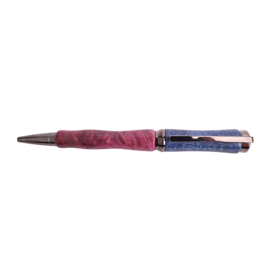 Figured Wood Concava Twist Black Ink Pen By Jamie N. 00225