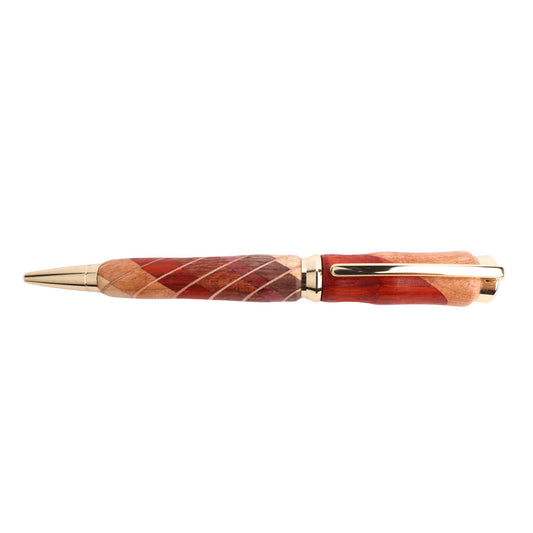 Figured Wood Concava Twist Black Ink Pen By Kalei S. 00234