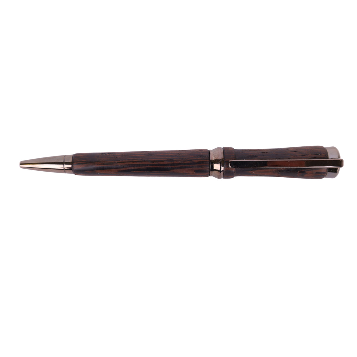 Figured Wood Concava Twist Black Ink Pen By Kalei S. 00297
