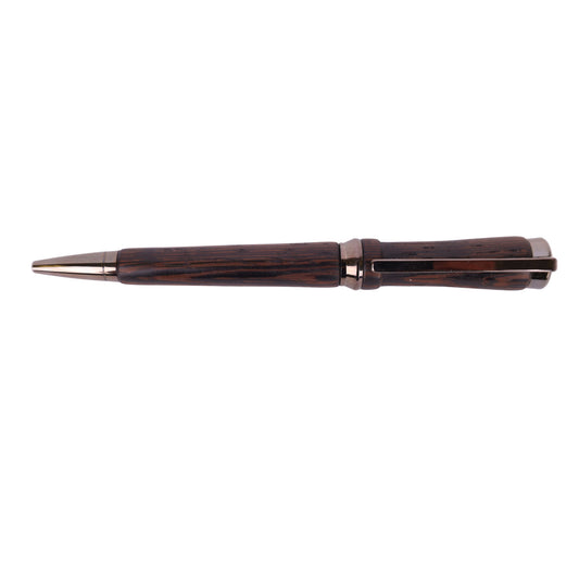 Figured Wood Concava Twist Black Ink Pen By Kalei S. 00297
