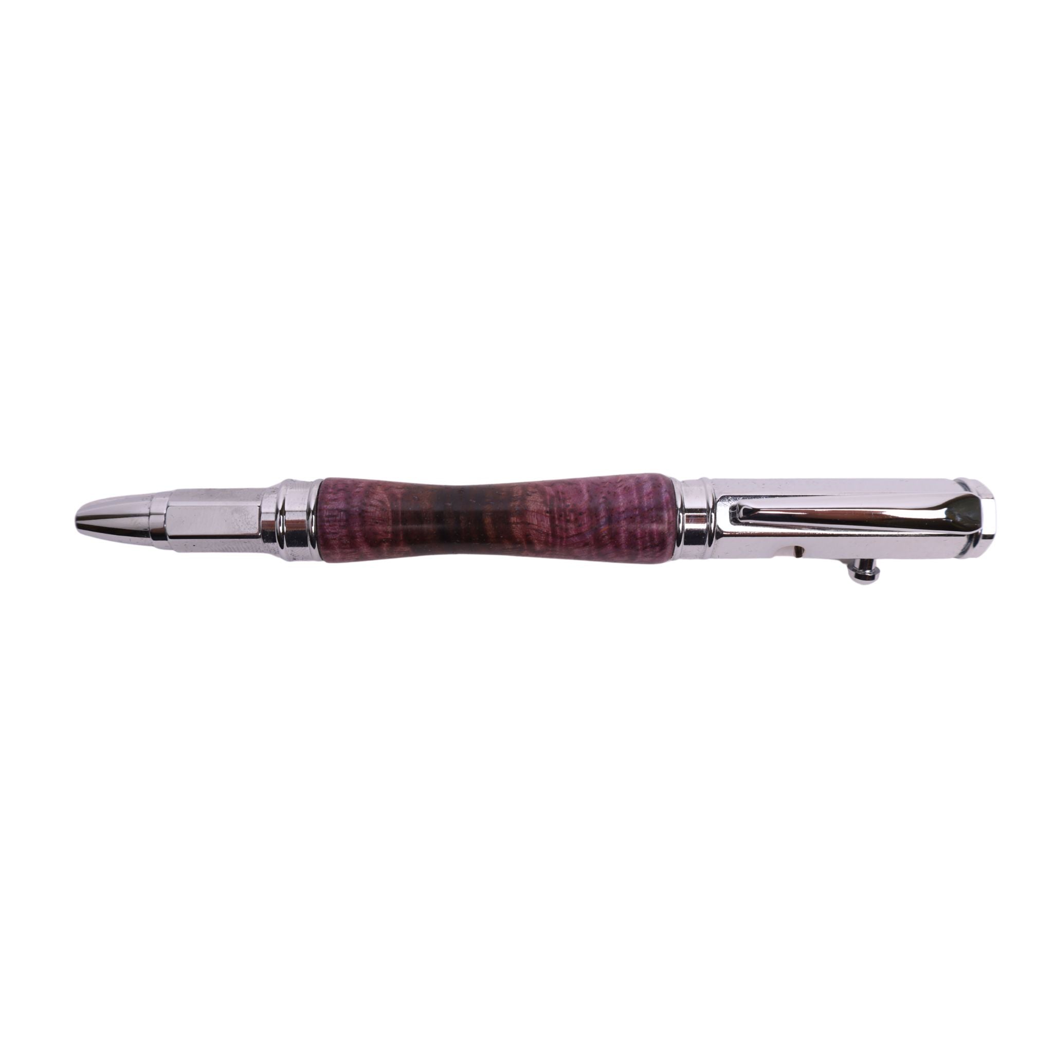 Figured Wood Vertex Bolt Action Black Ink Pen By Eden Y. 00194