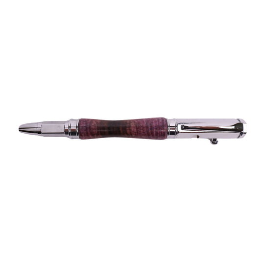 Figured Wood Vertex Bolt Action Black Ink Pen By Eden Y. 00194