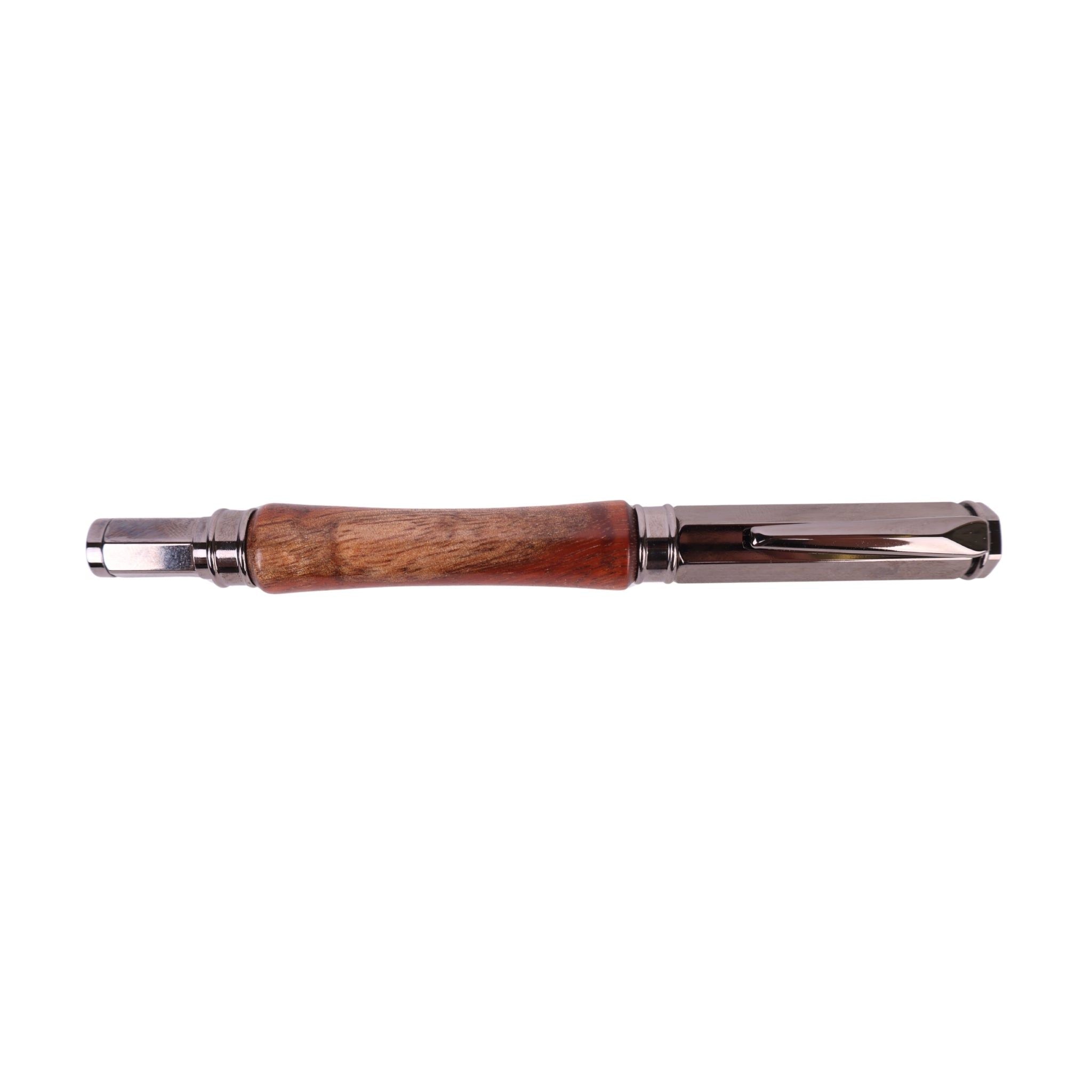 Figured Wood Vertex Fountain Black Ink Pen By Jasmine M. 00271
