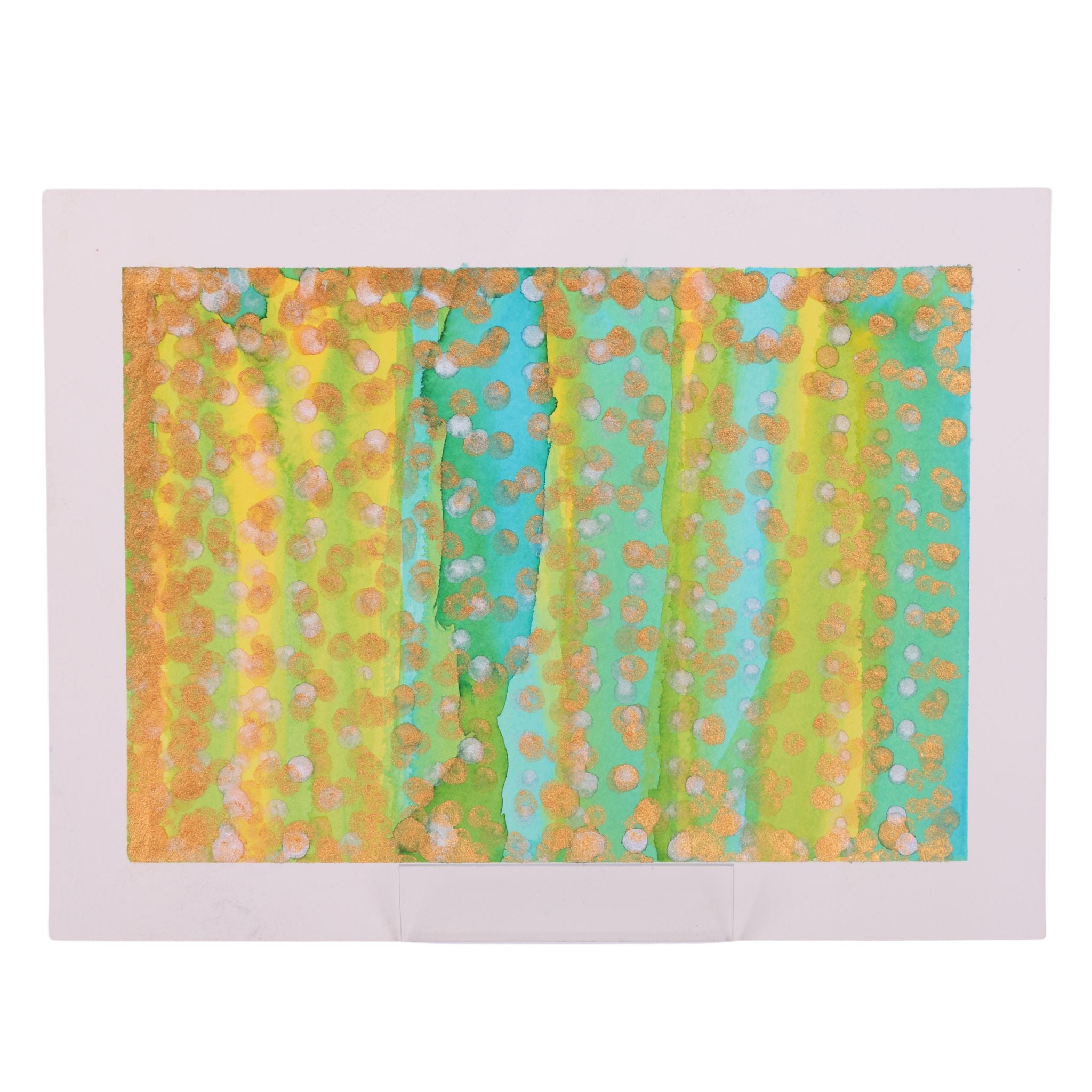 Gold Dots 9 x 12 Mixed Media by Sean M.