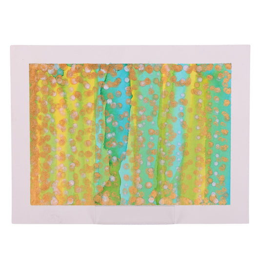 Gold Dots 9 x 12 Mixed Media by Sean M.