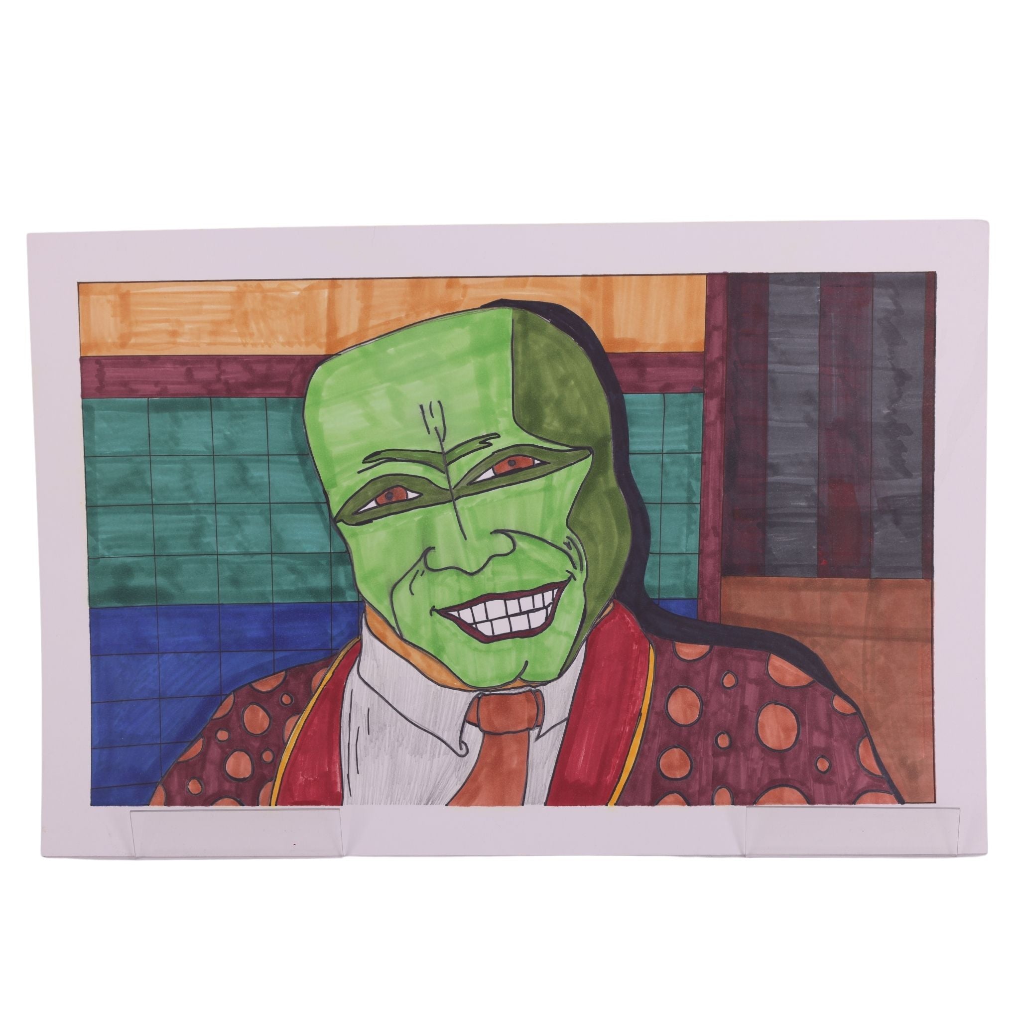 Green Mask 18 x 12 Mixed Media by Michael C.