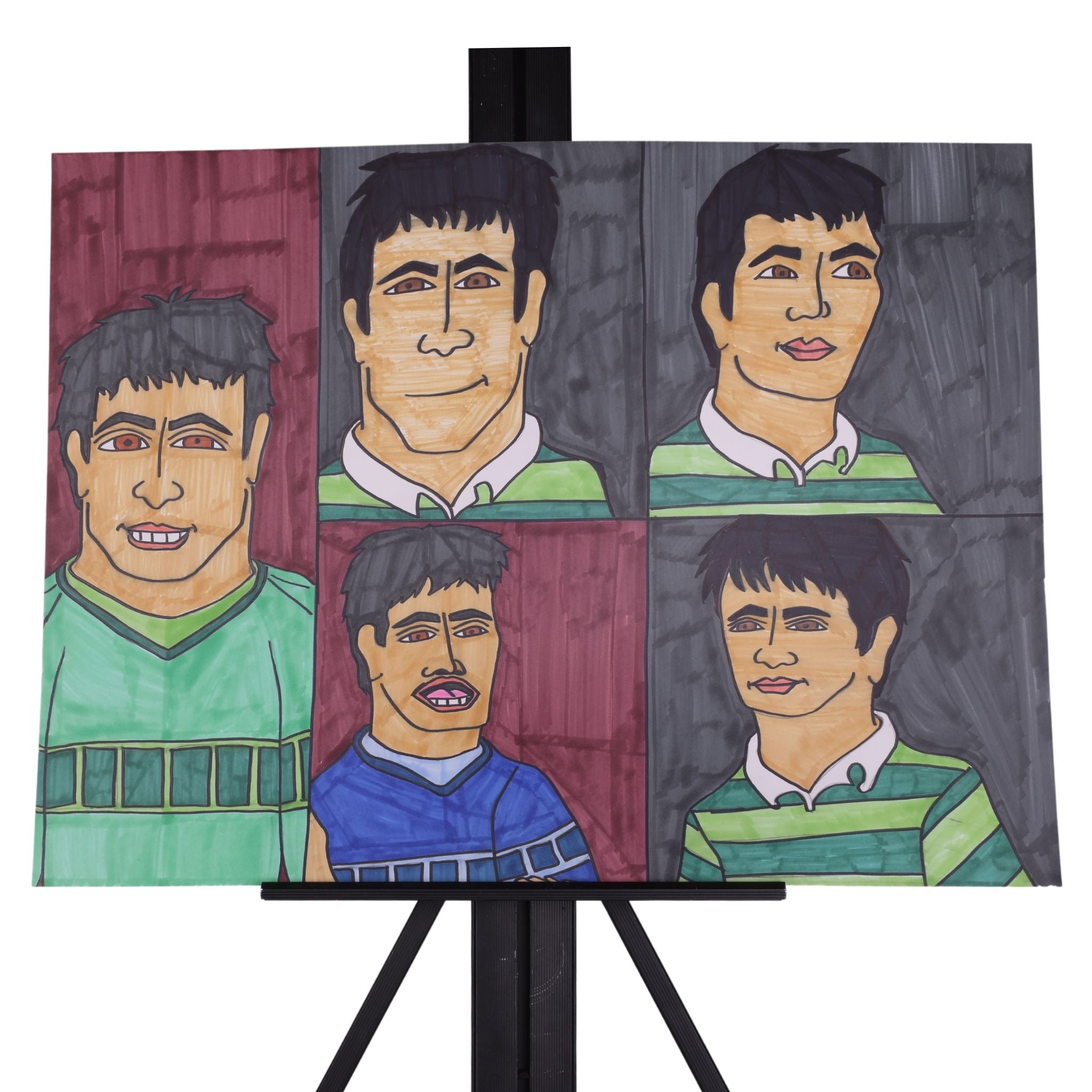 Green Shirt, Blue Shirt 24 x 18 Mixed Media by Michael C.